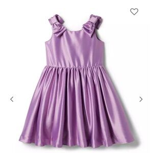TODDLER GIRL SATIN BOW SLEEVE DRESS